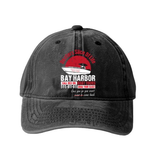 Discover Cool Dexter Bay Harbor Boat Tours Washed Denim Baseball Caps