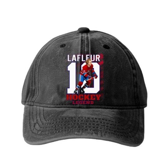 Discover Guy Lafleur 10 Canadian Hockey Legend Classic Washed Denim Baseball Caps