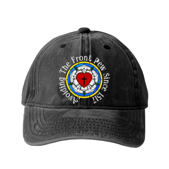 Discover Funny Martin Luther Rose 1517 For Lutheran Confirm Washed Denim Baseball Caps