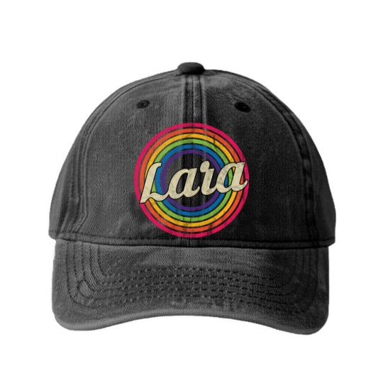 Discover Lara - Retro Rainbow Faded-Style - Lara - Washed Denim Baseball Caps
