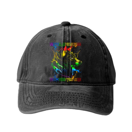 Discover Rainbow Wolf Washed Denim Baseball Caps Gay Wolfs Rainbow Wolfs skin Gay Pride LGBT