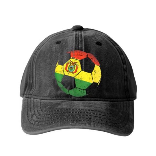 Discover Bolivia Soccer Ball Flag Washed Denim Baseball Caps