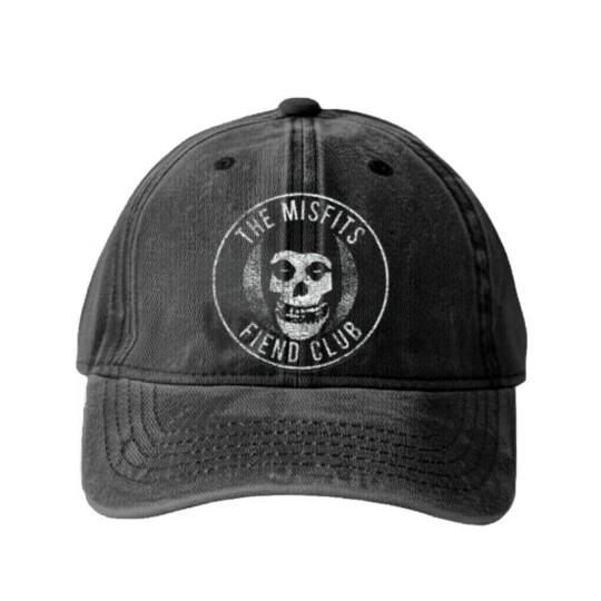 Discover Misfits Fiend Club Faded Washed Denim Baseball Caps