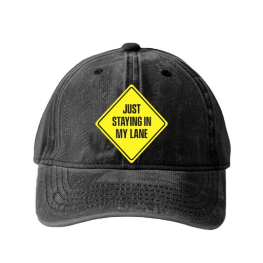 Discover Just Staying In My Lane Washed Denim Baseball Caps - Low Key Hustle