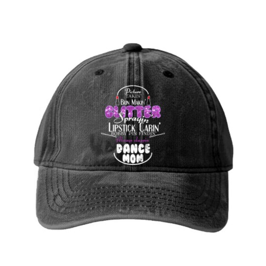 Discover Glitter Sprayin Dance Mom Washed Denim Baseball Caps