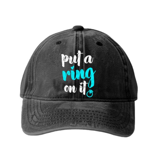 Discover Put a ring on it Washed Denim Baseball Caps
