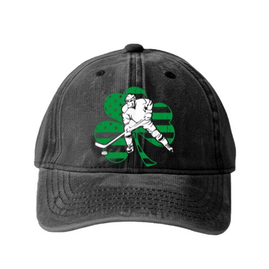 Discover Irish Hockey Player Shamrock St Patrick's Day Washed Denim Baseball Caps