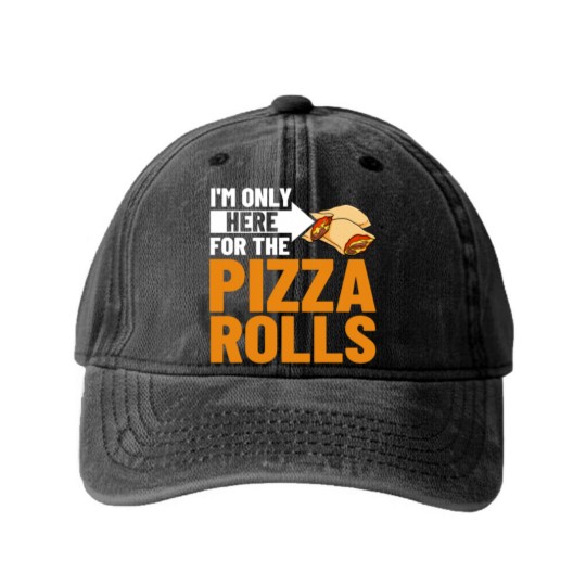 Discover Pizza Rolls Cheese Pepperoni Vegan Washed Denim Baseball Caps