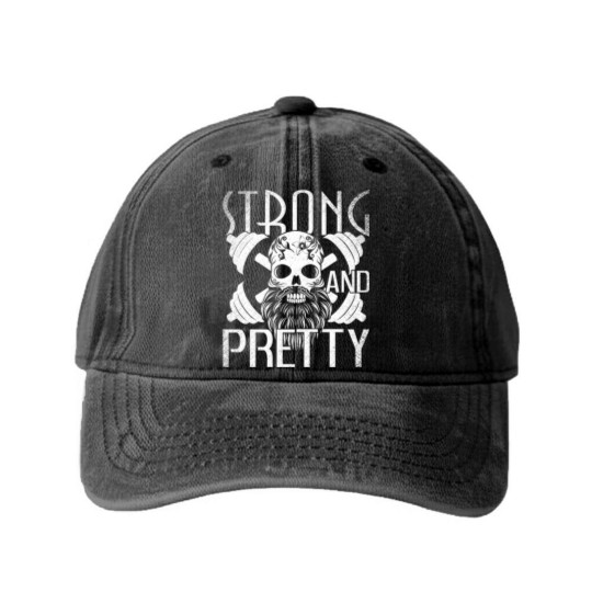 Discover Strong and Pretty Strongman Gym Vintage - Strong And Pretty - Washed Denim Baseball Caps