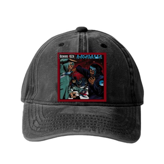 Discover Vintage Genius GZA liquid swords hip hop RETRO Washed Denim Baseball Caps