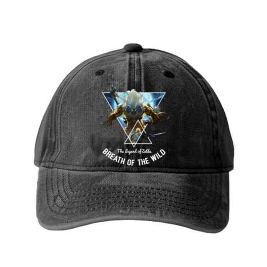 Discover The Legend Of Zelda: Breath Of The Wild Triangle Portrait Pullover Washed Denim Baseball Caps