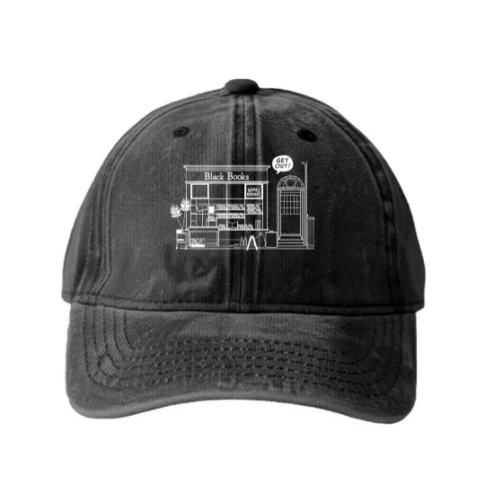 Discover Get Out! - Black Books - Washed Denim Baseball Caps