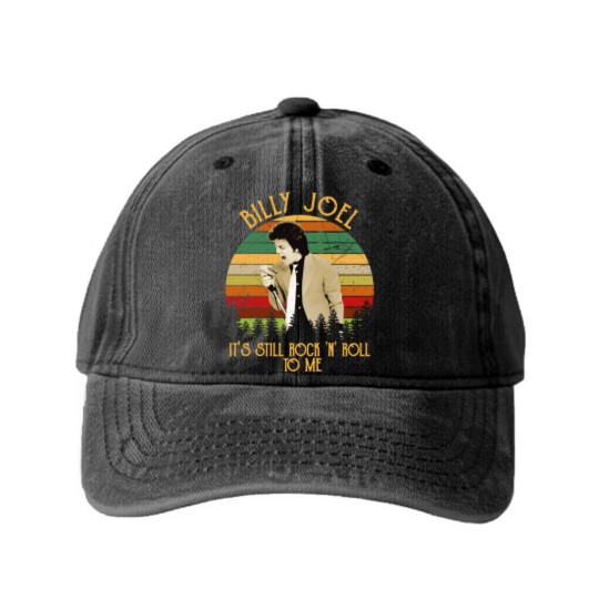Discover Vintage Billy Tees Joel It's Still Rock and Roll To Me Essential Washed Denim Baseball Caps