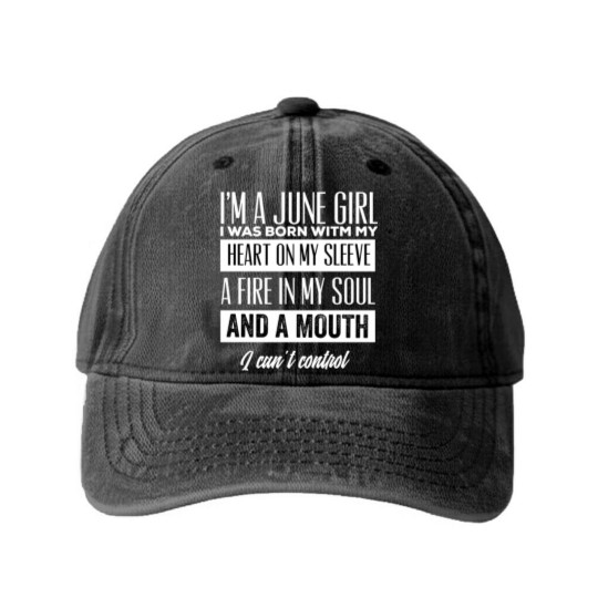 Discover Im a june girl - June Girl - Washed Denim Baseball Caps