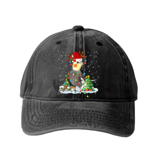 Discover Cute Cockatiel Washed Denim Baseball Caps Christmas Cockatiel Lover Santa Cockatiel Christmas Lights