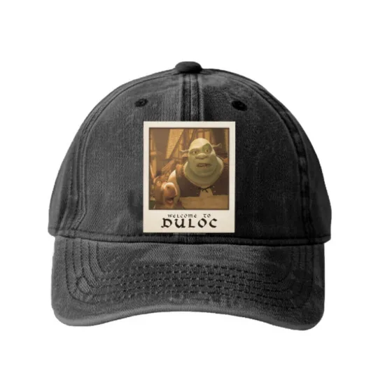 Discover Shrek Welcome To Duloc Shrek And Donkey Polaroid Washed Denim Baseball Caps