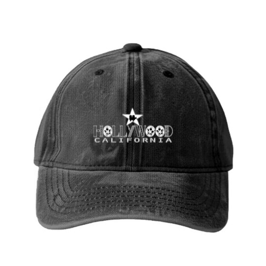 Discover Hollywood California LA Film Movie Star Souvenir Washed Denim Baseball Caps