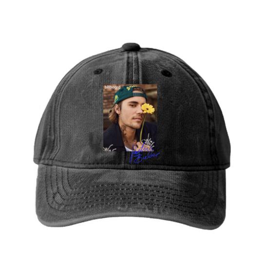 Discover Justin Bieber Signature Tour 2022 Washed Denim Baseball Caps