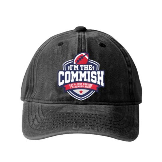 Discover 2020 Fantasy Football Commissioner Commish Always Right Washed Denim Baseball Caps