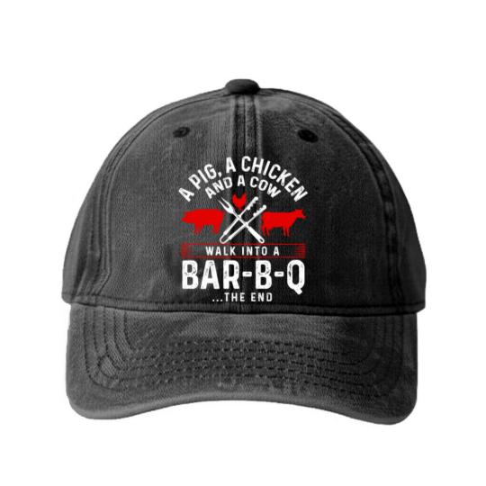 Discover Grill Barbecue BBQ Season Meat Grillmaster Gift Washed Denim Baseball Caps