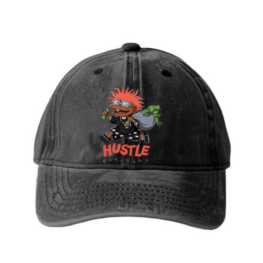 Discover Hustle Rugrats Unisex Washed Denim Baseball Caps Match Jordan 12 Utility Grind