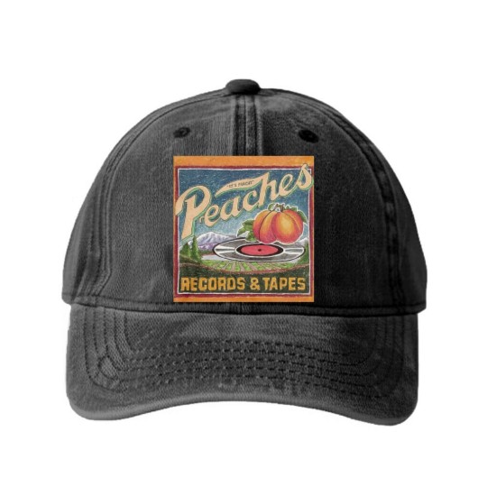 Discover Peaches Washed Denim Baseball Caps Washed Denim Baseball Caps Washed Denim Baseball Caps Washed Denim Baseball Caps Music Graphic Design Washed Denim Baseball Caps Vintage Retro Art 80s 1980s Tapes and Records Unisex Washed Denim Baseball Caps Gift