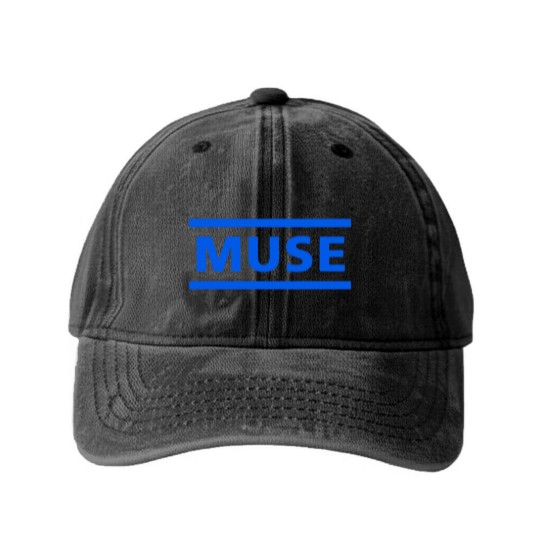 Discover Muse Unisex Washed Denim Baseball Caps: Dark Blue Logo