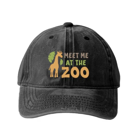 Discover Meet me at the zoo Washed Denim Baseball Caps