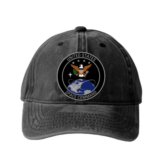 Discover United States Space Command Shield Washed Denim Baseball Caps
