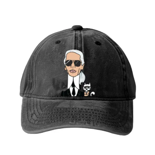 Discover karl lagerfeld 1 Washed Denim Baseball Caps
