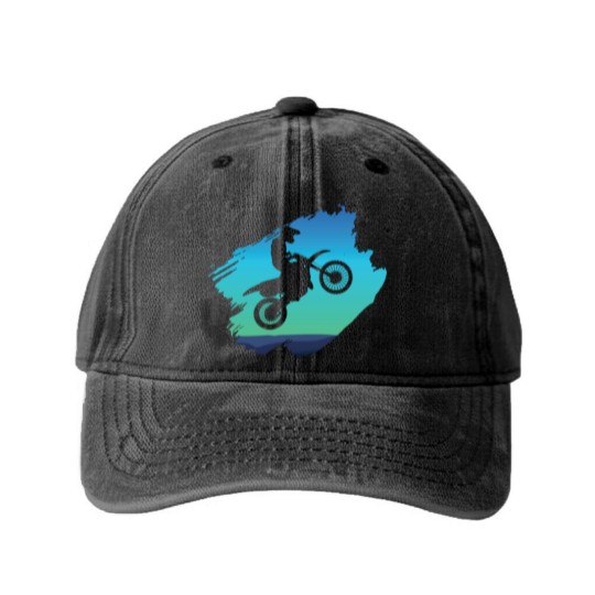 Discover Motocross Dirt Bike Washed Denim Baseball Caps