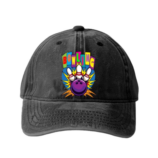 Discover Colorful Pin Bowling Washed Denim Baseball Caps