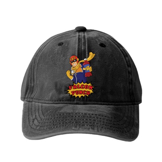 Discover Falcon Punch - Captain Falcon - Washed Denim Baseball Caps