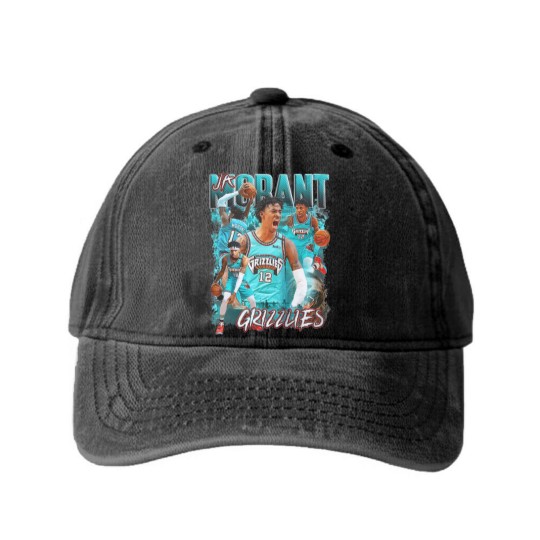 Discover Ja Morant Washed Denim Baseball Caps | Memphis Grizzlies Bootleg Graphic Washed Denim Baseball Caps