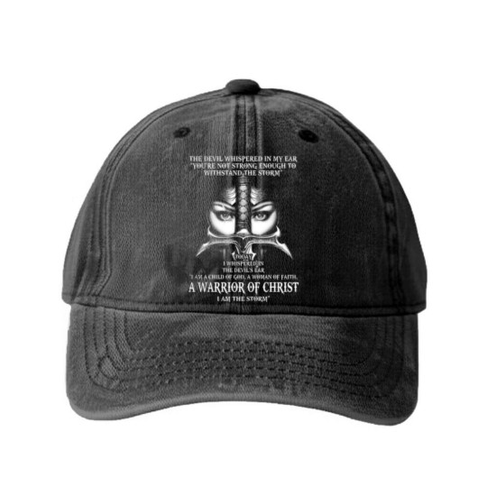 Discover A Warrior Of Christ I Am The Storm - Christ - Washed Denim Baseball Caps