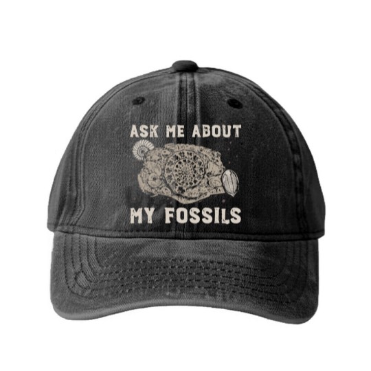 Discover Fossil Collector | Paleontologist Fossil Dino Gift Washed Denim Baseball Caps
