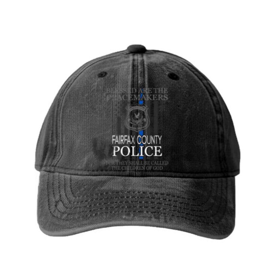 Discover Fairfax County Police Support Saint Michael Washed Denim Baseball Caps