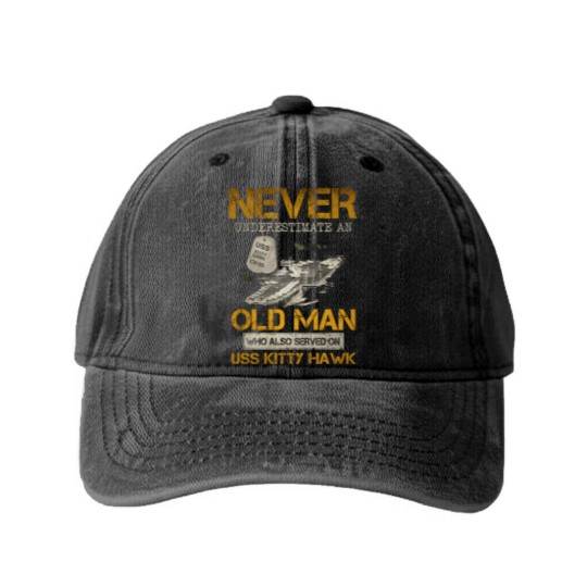 Discover USS Kitty Hawk CV 63 Washed Denim Baseball Caps