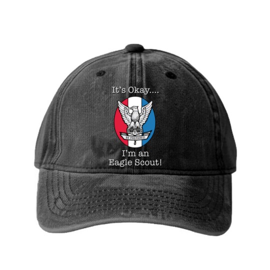 Discover It's Okay, I'm an Eagle Scout Washed Denim Baseball Caps Washed Denim Baseball Caps
