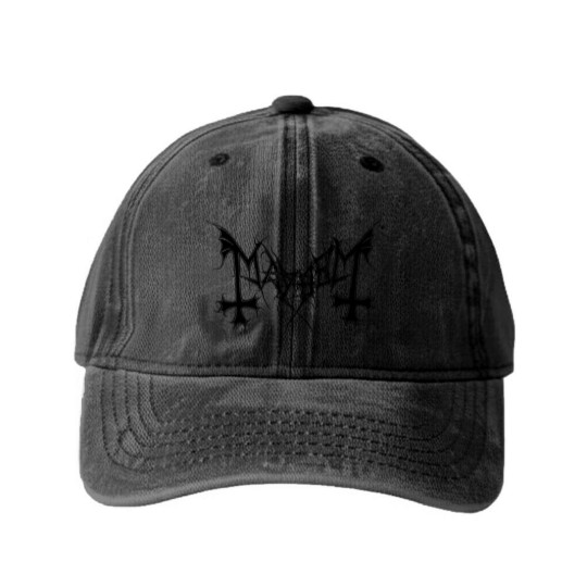 Discover Mayhem - Logo (Black Cover Edition) - Mayhem - Washed Denim Baseball Caps