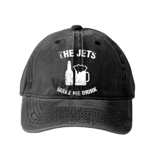 Discover The Jets Make Me Drink Washed Denim Baseball Caps