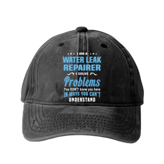 Discover Water Leak Repairer Washed Denim Baseball Caps