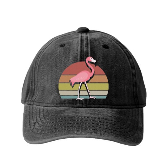 Discover Flamingo Washed Denim Baseball Caps Sunset Retro Vintage 70s Animal Nature Lovers - Flamingo - Washed Denim Baseball Caps