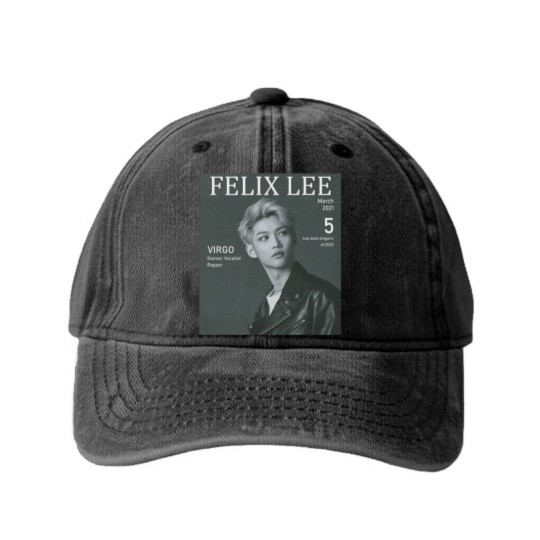 Discover Felix Lee Stray Kids Washed Denim Baseball Caps, B&W Stray Kids Graphic Washed Denim Baseball Caps, Felix Lee Stray Kids Kpop Washed Denim Baseball Caps