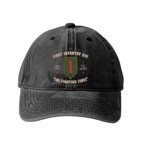Discover 1st Infantry Division Washed Denim Baseball Caps