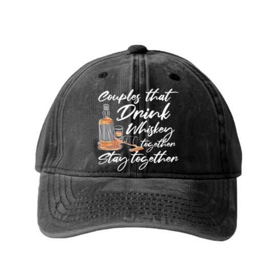 Discover Whiskey Couple Matching Washed Denim Baseball Caps
