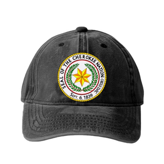 Discover Great seal of the cherokee nation Washed Denim Baseball Caps