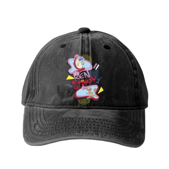 Discover Ren And Stimpy Nineties Washed Denim Baseball Caps