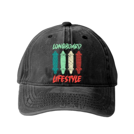 Discover Longboard Lifestyle Skateboarder Saying Gift Washed Denim Baseball Caps