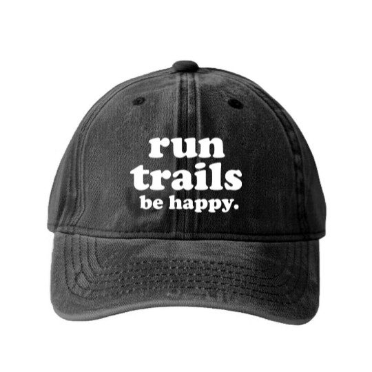 Discover Run Trails Be Happy Trail running - Trail Running - Washed Denim Baseball Caps